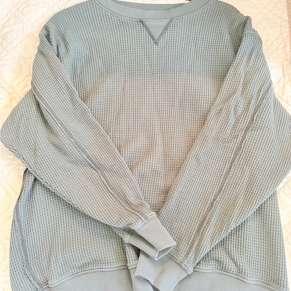 Aerie Light GreenTextured waffle slightly oversized pullover women’s Medium - Picture 1 of 4